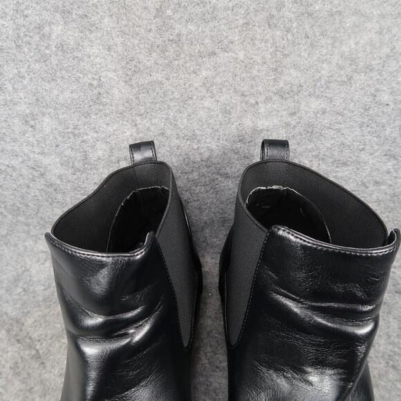 Ankle Boots Womens 8 Shoes Casual Chelsea Pull On Black Bootie Block Heel Studs - Picture 4 of 15